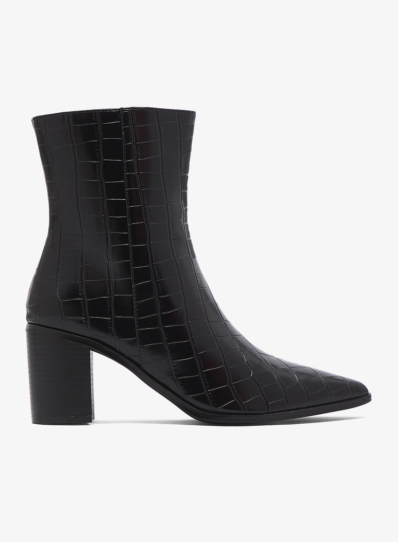 GLAMOROUS Pointed toe croc ankle boots - Image 1